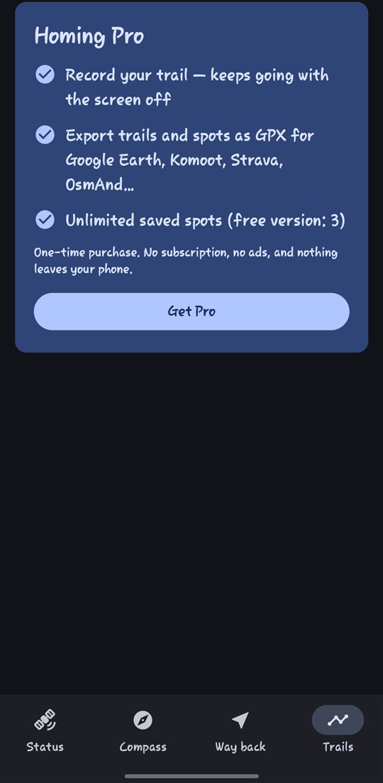 Homing Pro features